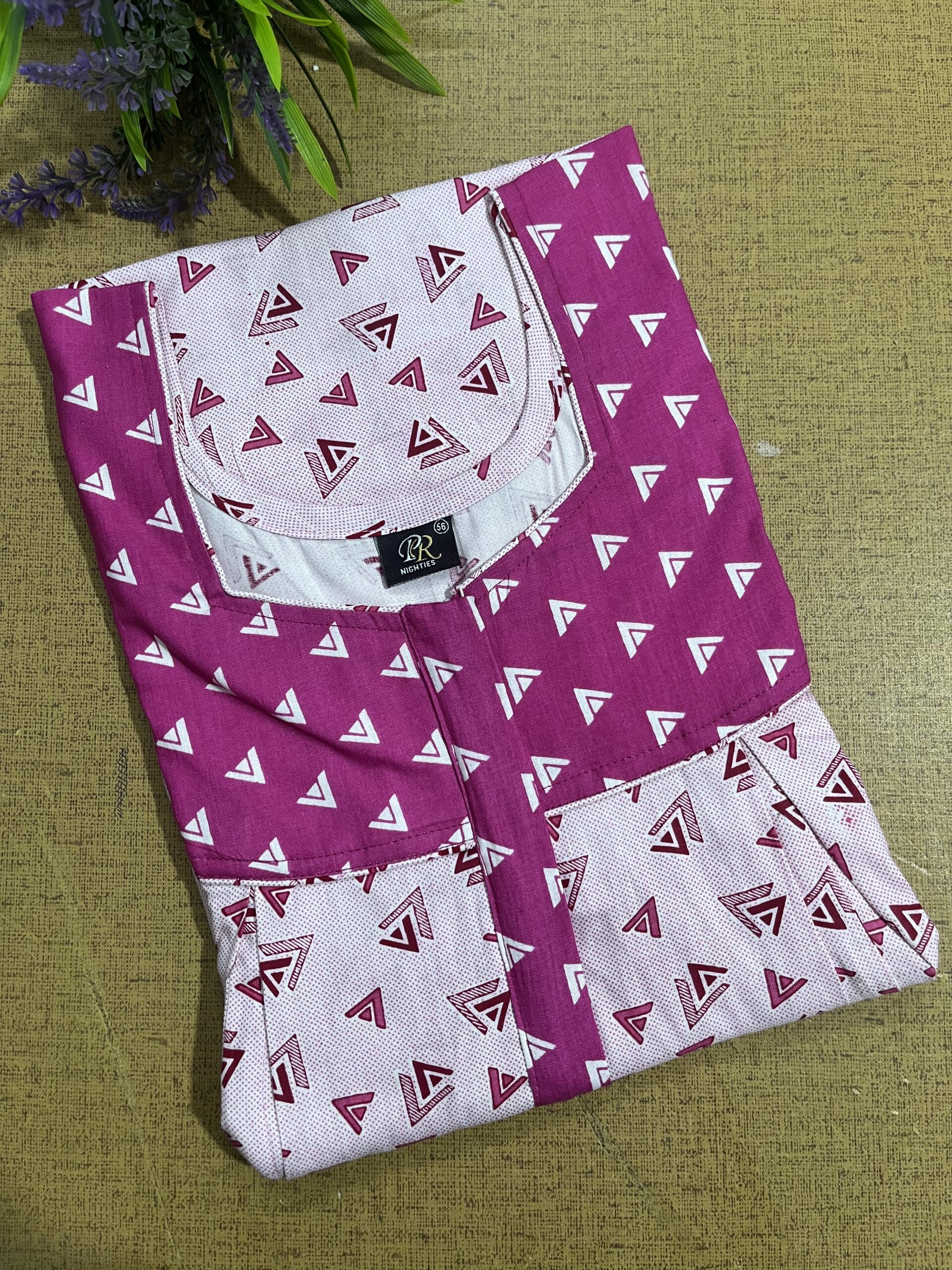 Cotton Feeding Nighty With Two Side Vertical Zip and Single Centre Zip