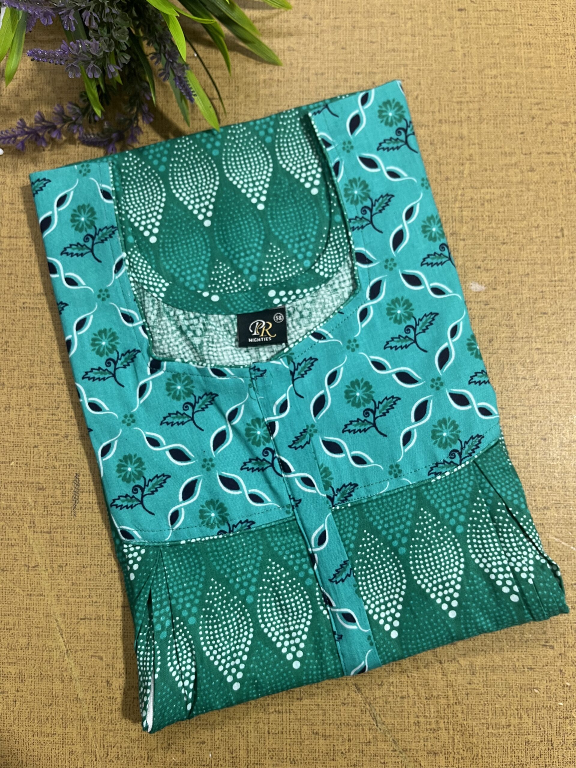 Cotton Feeding Nighty With Two Side Vertical Zip and Single Centre Zip