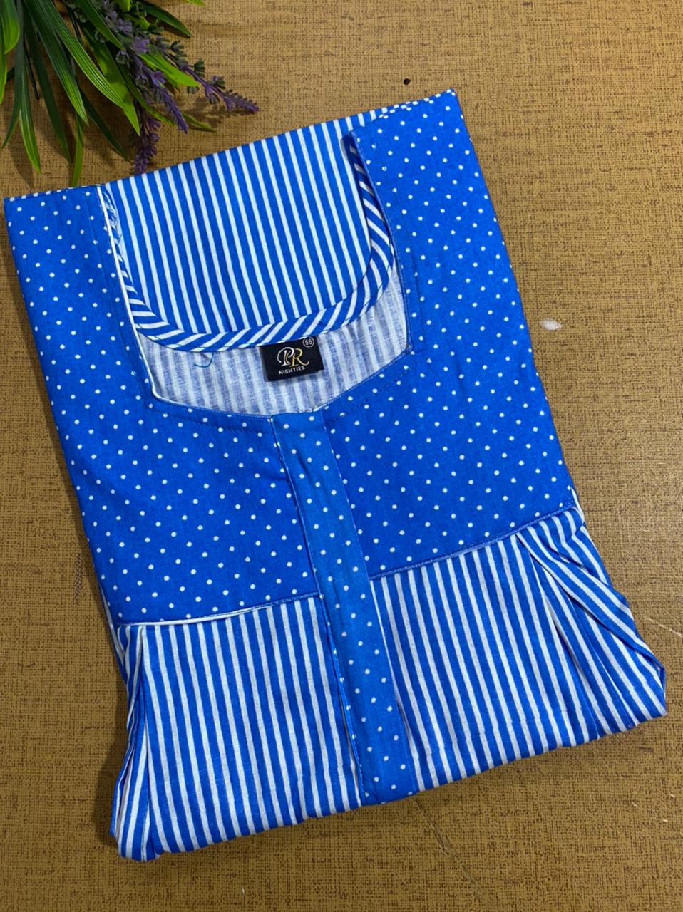 Cotton Feeding Nighty With Two Side Vertical Zip and Single Centre Zip