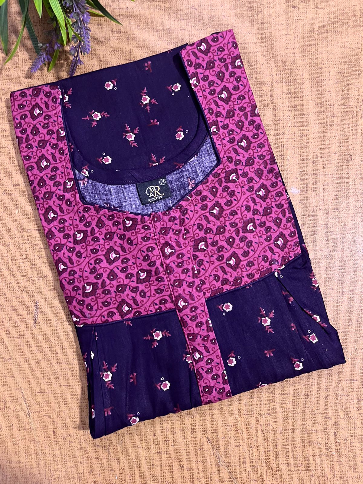 Cotton Feeding Nighty With Two Side Vertical Zip and Single Centre Zip