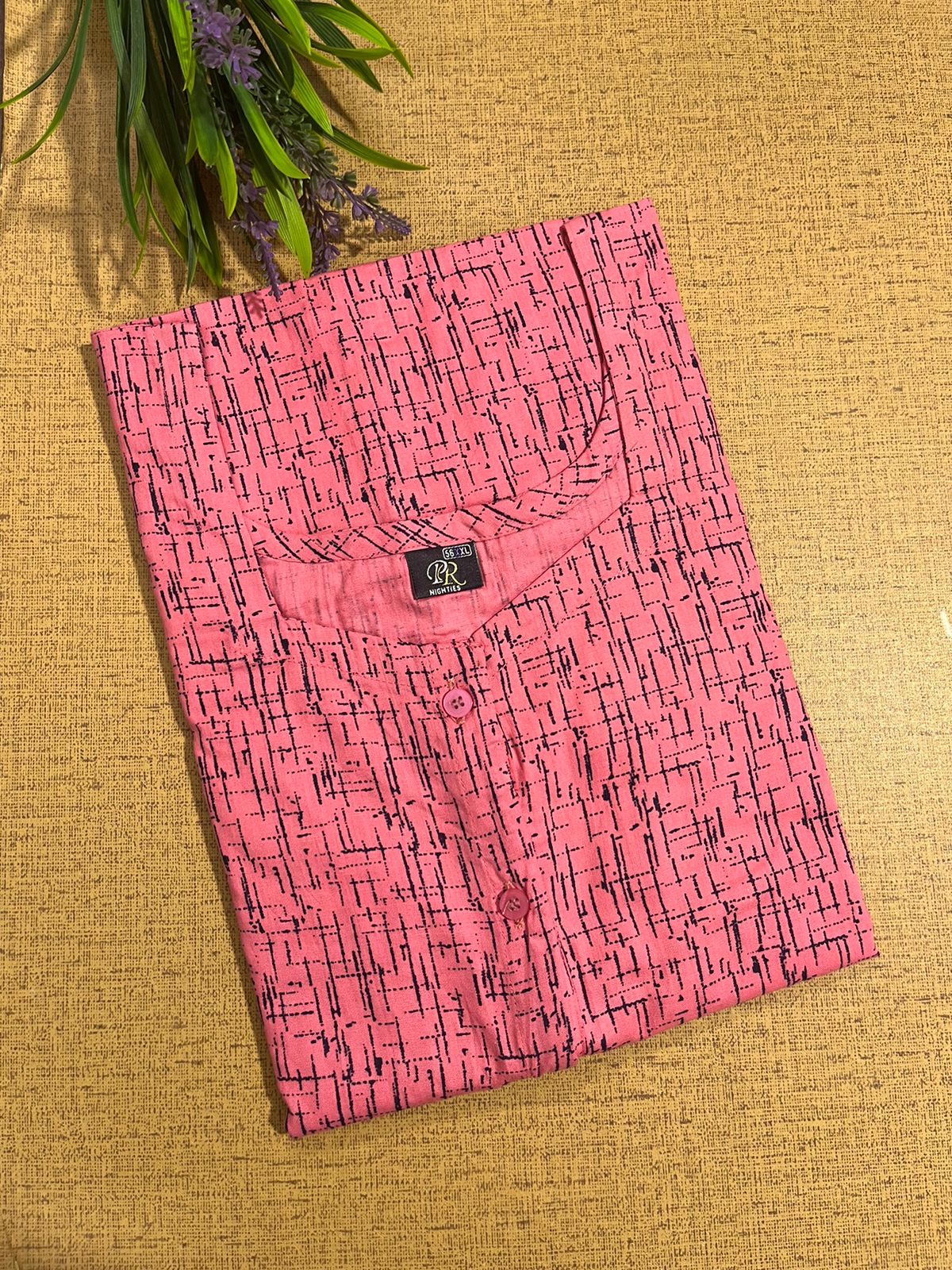 Brown Floral Printed Alfine Button Zip Nighty | Free Size | Chest Width 44″| Length 54″-56″ main image 0